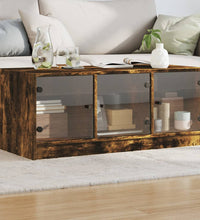 Couchtisch mit Glastüren Räuchereiche 102x50x42 cm