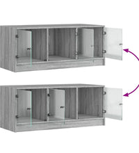 Couchtisch mit Glastüren Grau Sonoma 102x50x42 cm