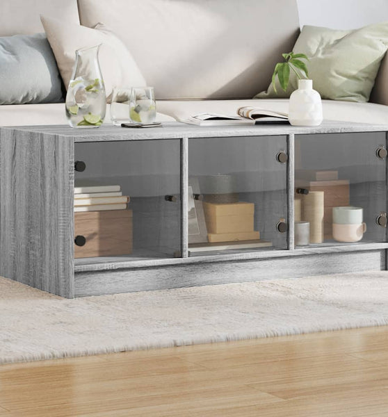 Couchtisch mit Glastüren Grau Sonoma 102x50x42 cm