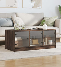 Couchtisch mit Glastüren Braun Eichen-Optik 102x50x42 cm