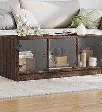 Couchtisch mit Glastüren Braun Eichen-Optik 102x50x42 cm