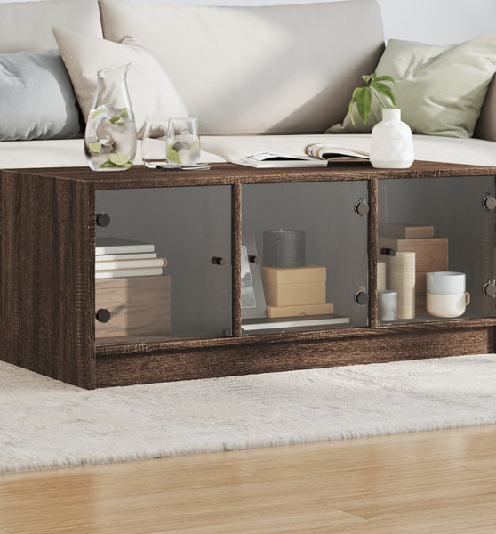 Couchtisch mit Glastüren Braun Eichen-Optik 102x50x42 cm