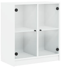Beistellschrank mit Glastüren Weiß 68x37x75,5 cm