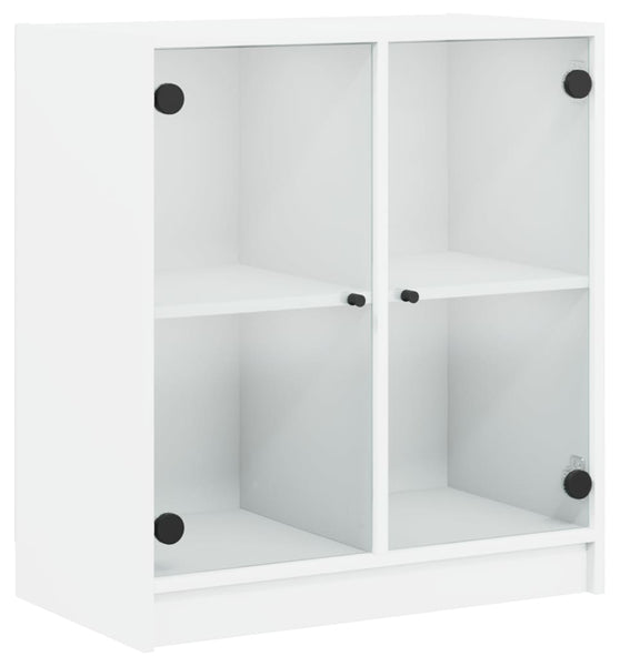 Beistellschrank mit Glastüren Weiß 68x37x75,5 cm