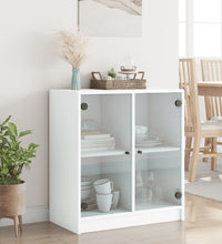 Beistellschrank mit Glastüren Weiß 68x37x75,5 cm