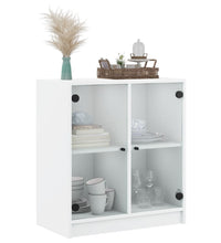 Beistellschrank mit Glastüren Weiß 68x37x75,5 cm