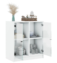 Beistellschrank mit Glastüren Weiß 68x37x75,5 cm