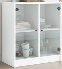 Beistellschrank mit Glastüren Weiß 68x37x75,5 cm