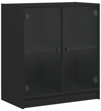 Beistellschrank mit Glastüren Schwarz 68x37x75,5 cm