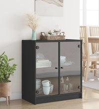 Beistellschrank mit Glastüren Schwarz 68x37x75,5 cm