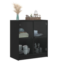 Beistellschrank mit Glastüren Schwarz 68x37x75,5 cm