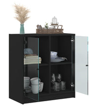 Beistellschrank mit Glastüren Schwarz 68x37x75,5 cm