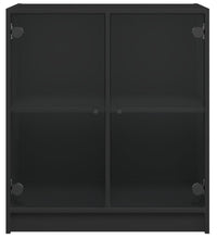 Beistellschrank mit Glastüren Schwarz 68x37x75,5 cm