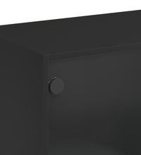 Beistellschrank mit Glastüren Schwarz 68x37x75,5 cm