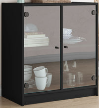 Beistellschrank mit Glastüren Schwarz 68x37x75,5 cm