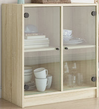 Beistellschrank mit Glastüren Sonoma-Eiche 68x37x75,5 cm