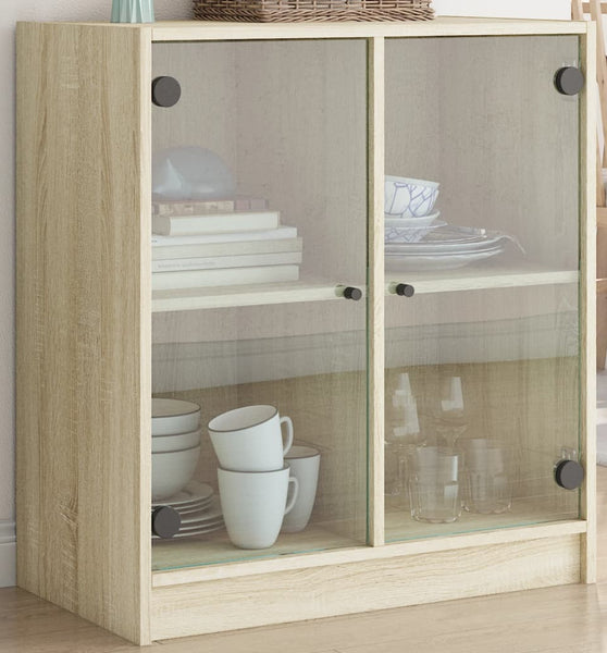 Beistellschrank mit Glastüren Sonoma-Eiche 68x37x75,5 cm
