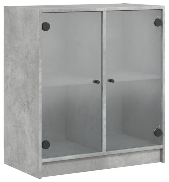 Beistellschrank mit Glastüren Betongrau 68x37x75,5 cm