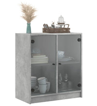 Beistellschrank mit Glastüren Betongrau 68x37x75,5 cm