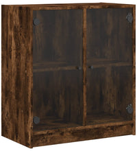 Beistellschrank mit Glastüren Räuchereiche 68x37x75,5 cm