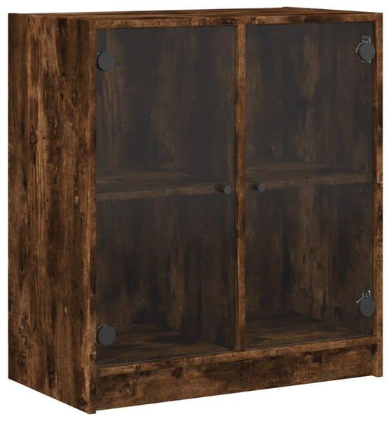 Beistellschrank mit Glastüren Räuchereiche 68x37x75,5 cm