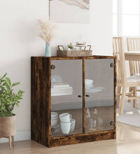 Beistellschrank mit Glastüren Räuchereiche 68x37x75,5 cm