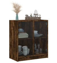 Beistellschrank mit Glastüren Räuchereiche 68x37x75,5 cm