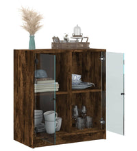 Beistellschrank mit Glastüren Räuchereiche 68x37x75,5 cm