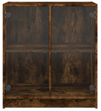 Beistellschrank mit Glastüren Räuchereiche 68x37x75,5 cm