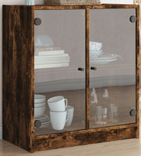 Beistellschrank mit Glastüren Räuchereiche 68x37x75,5 cm