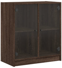 Beistellschrank mit Glastüren Braun Eichen-Optik 68x37x75,5 cm