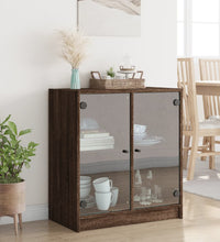 Beistellschrank mit Glastüren Braun Eichen-Optik 68x37x75,5 cm