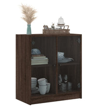 Beistellschrank mit Glastüren Braun Eichen-Optik 68x37x75,5 cm