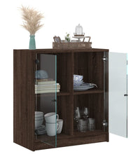 Beistellschrank mit Glastüren Braun Eichen-Optik 68x37x75,5 cm