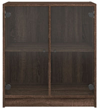 Beistellschrank mit Glastüren Braun Eichen-Optik 68x37x75,5 cm