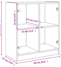 Beistellschrank mit Glastüren Braun Eichen-Optik 68x37x75,5 cm