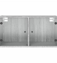 Wandschränke mit Glastüren 2 Stk. Grau Sonoma 68,5x37x35 cm