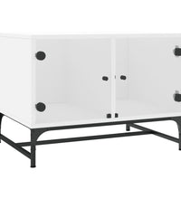 Couchtisch mit Glastüren Weiß 68,5x50x50 cm