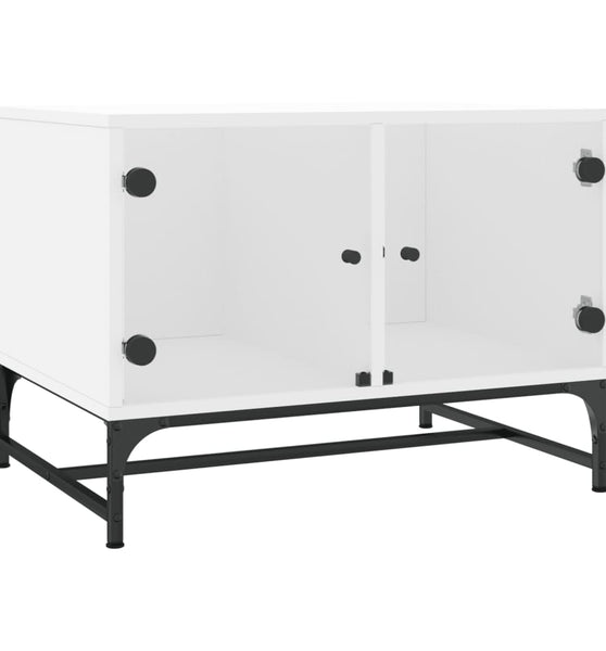 Couchtisch mit Glastüren Weiß 68,5x50x50 cm