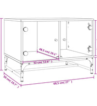 Couchtisch mit Glastüren Weiß 68,5x50x50 cm