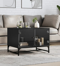 Couchtisch mit Glastüren Schwarz 68,5x50x50 cm