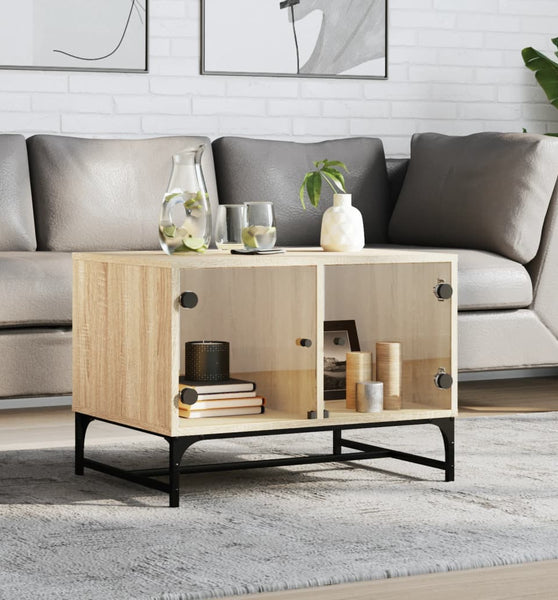 Couchtisch mit Glastüren Sonoma-Eiche 68,5x50x50 cm
