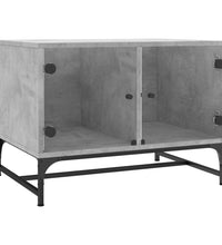 Couchtisch mit Glastüren Betongrau 68,5x50x50 cm