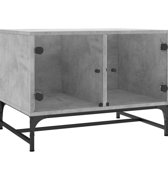 Couchtisch mit Glastüren Betongrau 68,5x50x50 cm