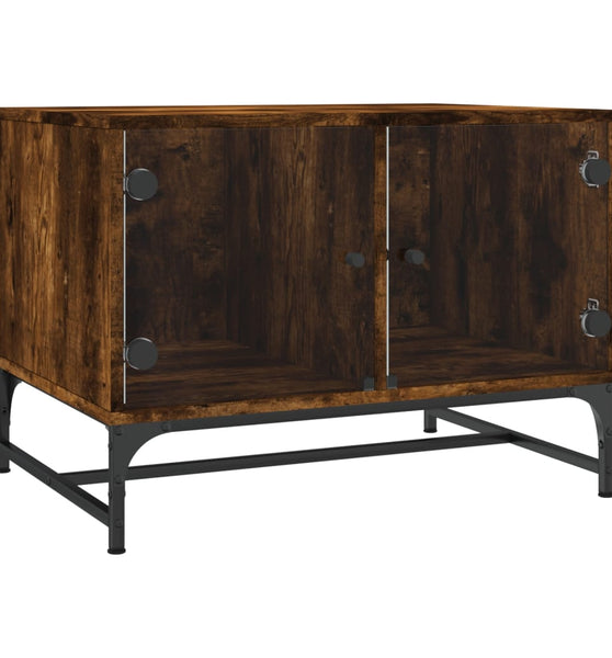 Couchtisch mit Glastüren Räuchereiche 68,5x50x50 cm