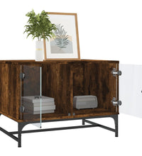 Couchtisch mit Glastüren Räuchereiche 68,5x50x50 cm