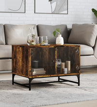 Couchtisch mit Glastüren Räuchereiche 68,5x50x50 cm