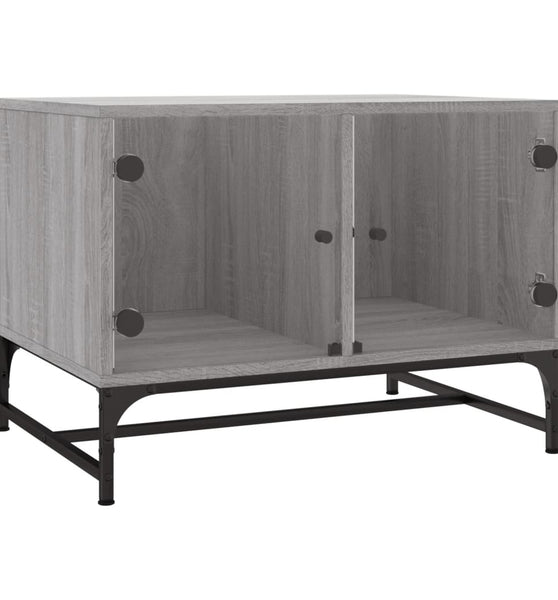 Couchtisch mit Glastüren Grau Sonoma 68,5x50x50 cm