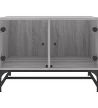 Couchtisch mit Glastüren Grau Sonoma 68,5x50x50 cm