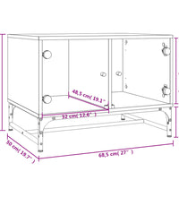 Couchtisch mit Glastüren Grau Sonoma 68,5x50x50 cm